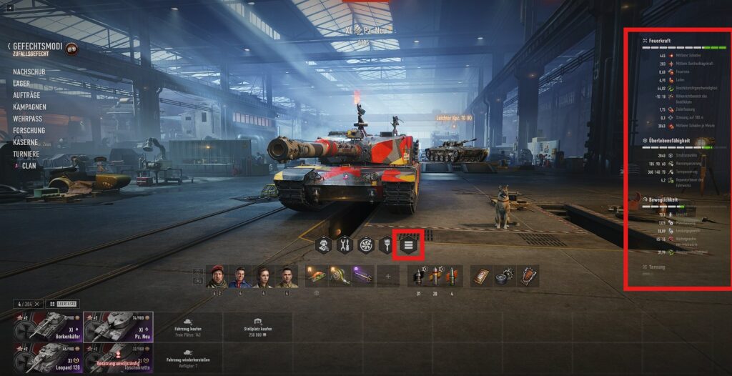 Tank Info in Hangar